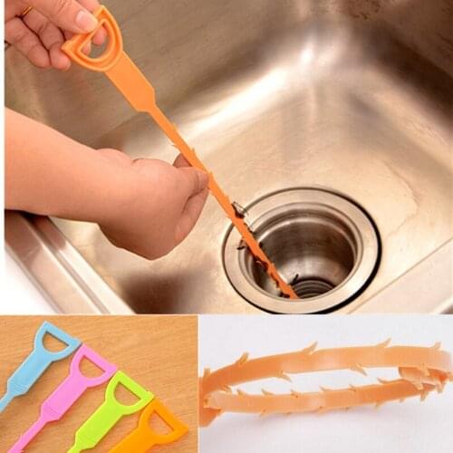 Plastic Drain Clog Cleaner Flexibility Sink Plumbing Cleaning With Hook Bathroom Unclog Cleaning Hair Removal Stabs Tool