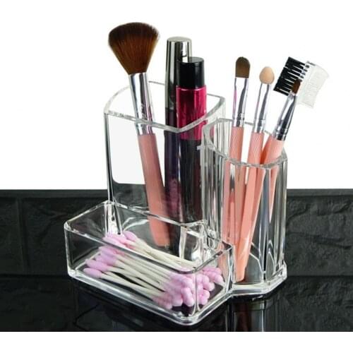 Useful Transparent Makeup Brush Storage Holder Card Rack Lipstick Organizer for Bedroom