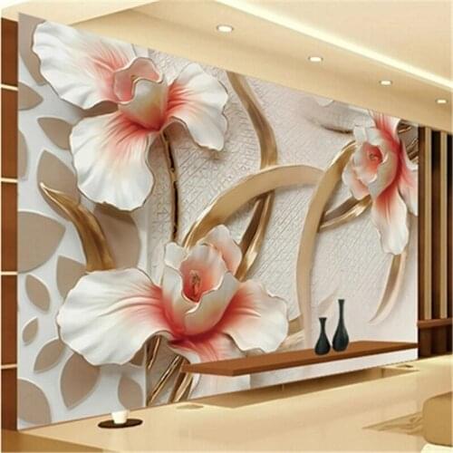 Beibehang Custom 3d photo wallpaper 3D relief Lily stylish minimalist modern European large mural living room 3d wallpaper