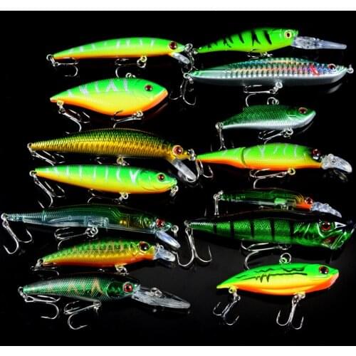 Htdob 14Pcs Minnow Fishing Lures Artificial Lifelike Carp Fishing Crankbait Hard Bait Tight Wobble Tishing Tackle Plastic Pesca