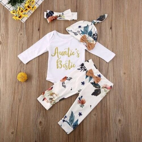 Pudcoco Baby Girl Suit 0-24M 2021 Newborn Infant Baby Girls Clothes Playsuit Bodysuit + Floral Pants Outfit