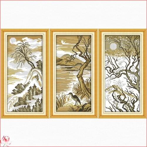 Joy Sunday Moonlight scenery 14CT 11CT Counted And Stamped Scenery Home Decoration Needlework Needlepoint Cross Stitch kits