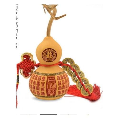 Size: 10-12cm Kaiguang pendant Fujia Natural gourd Copper coin Engraved gourd in car gourd gift pendant Fujia handicraft factory
