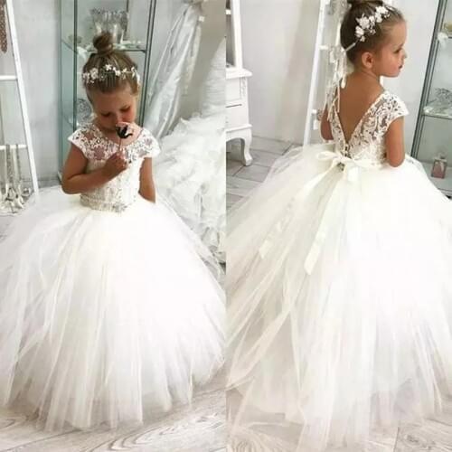 Luxury Crystals Flower Girl Dresses for Wedding Party First Pageant Communion Dresses vestidos primera comunion para ninas