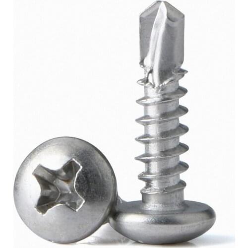 M4.2 M4.8 Phillips Pan Head Drill Tail Self Tapping Screws 410 Stainless Steel Cross Recessed Round Head Self Drilling Screws