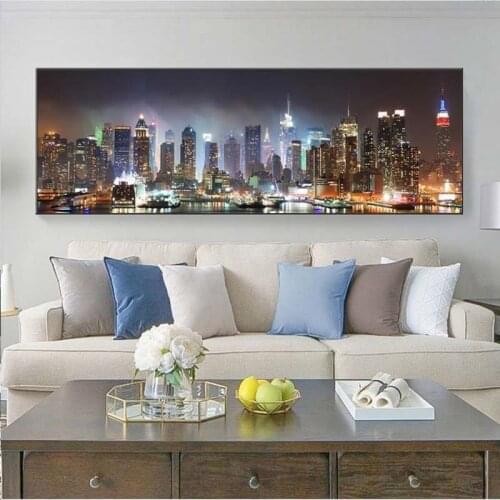 Skyline of New York Landscape Canvas Paintings on the Wall Art Posters And Prints View of Manhattan Canvas Pictures Home Decor