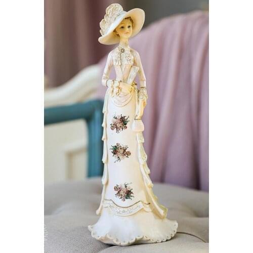 Statue home European classic upscale British classic portrait decoration foreign trade bedroom living room noble girl with fan