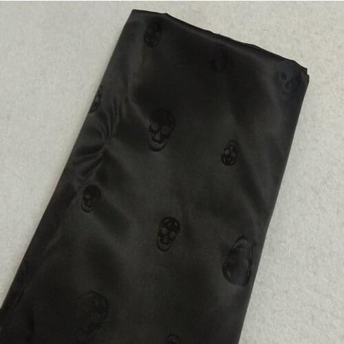 Vintage Punk Cool Quality Black Skull Jacquard Polyester Lining Fabric 50x140cm Jacquard Lining Fabric For Lining of cloth dress