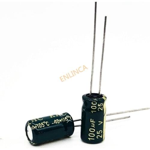30pcs/lot 25V 100UF 6*12 High Frequency Low Impedance Aluminum Electrolytic Capacitor 100uf 25v 20