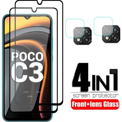4 in 1 Protective Glass xiao mi POCO C3 x3 m2 For Xiaomi POCO C3 Screen Protector Tempered Glas Xiami POCO C3 C 3 x 3 Pelicula