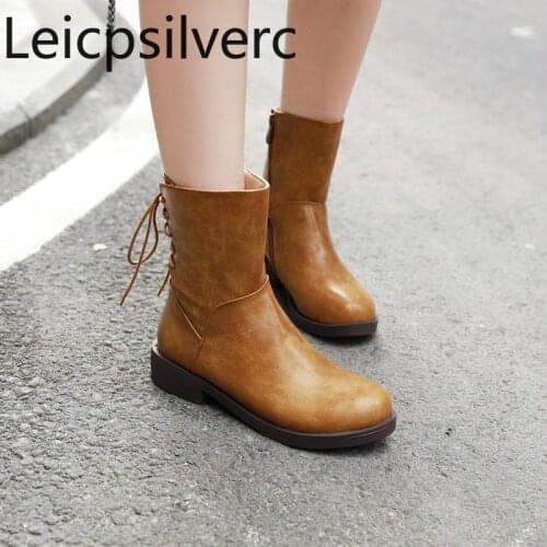 Womens Boots The New Winter fashion Round head zipper Low-heeled Martin boots Womens shoes plus size 32-43 Heel Height 3cm