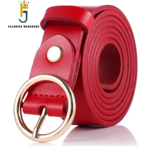 FAJARINA 2017 Designer Fashion Female Ring Pin Buckle for Women Ladies Cow Genuine Leather Red Colour Belts for Woman N17FJ495