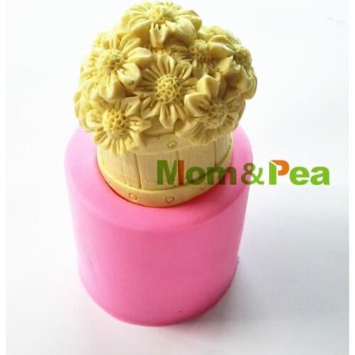 Mom&Pea 0779 Free Shipping Flower & Basket Shaped Silicone Soap Mold Cake Decoration Fondant Cake 3D Mold Food Grade