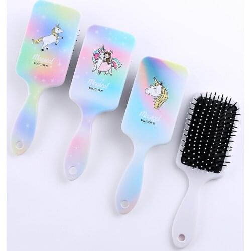 1PCS Children Cartoon Unicorn Animal Anti-static Hair Brush Massage Comb Shower Wet Detangle Hair Brush Salon Hair Styling Tools