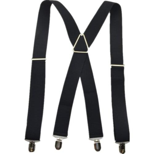 120cm fashion larger Mens suspenders 3.5cm width 4 clips and Unisex Braces Suspender black for big adult