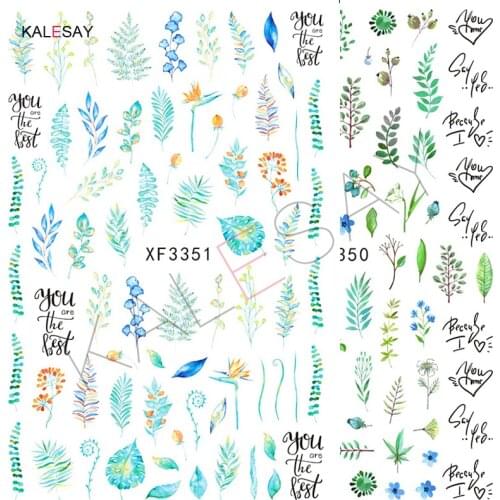 3D Nail Art Stickers Flower Manicure Nail Decoration Design Sticker Art Decal Spring Green Leaf Nail Decor Art Designer Stickers