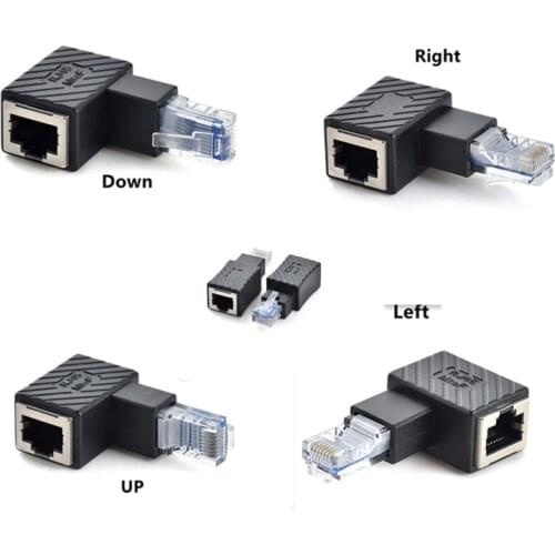 Ethernet Adapter, 90 Degree RJ45 / 8P8C Ethernet Female to RJ45/8P8C Male, Cat5e/Cat6 Up Angle Ethernet Adapter