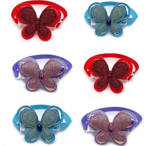 50/100pcs Dog Accessories Butterfly Style Pet Dog Bow Tie Adjustable Cat Puppy Collar Spring Grooming Products for Small Dog