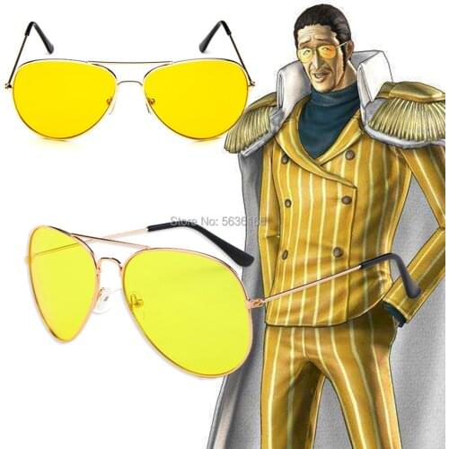 Anime One Piece Navy Admiral Borsalino Cosplay glasses Yellow Sunglasses