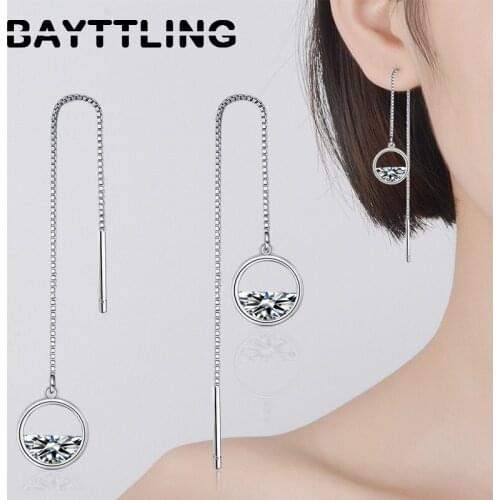 BAYTTLING 925 Sterling Silver 115MM Luxury Water Drop Zircon Long Earrings For Women Fashion Jewelry Earrings Gift