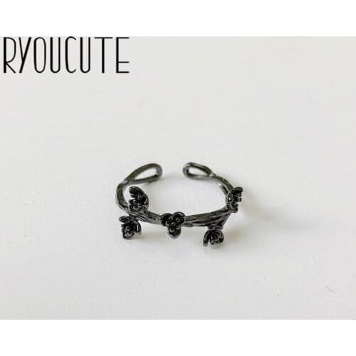 Bohemian Vintage Silver Color Rose Flower Rings for Women Wedding Jewelry Adjustable Antique Statement Rings Anillos