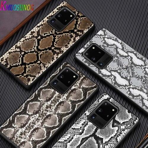 Snake Skin for Samsung Note 20 S20 Ultra Plus A91 A71 A51 A41 A31 A21 A21S A11 A01 Bright Black Phone Case