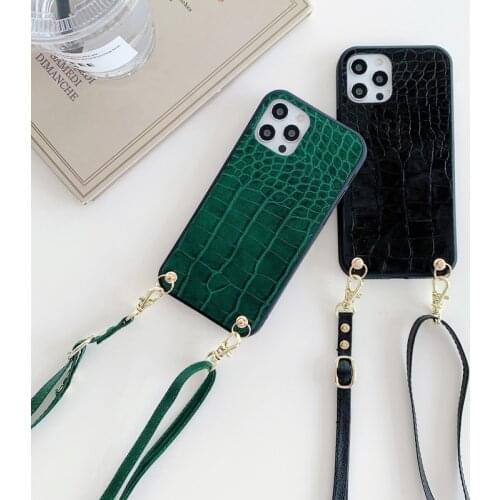 PU Leather Crocodile Snake Print Lanyard Case For Huawei Mate 40 30 20 Honor 10i 20 30s Lite P40 P30 P20 Pro Necklace Back Cover