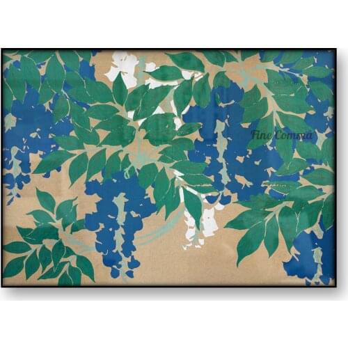 Wisteria Momoyogusa Flowers Kamisaka Sekka Japanese Art Poster Floral Woodblock Canvas Print Asian Wall Art Painting Home Decor