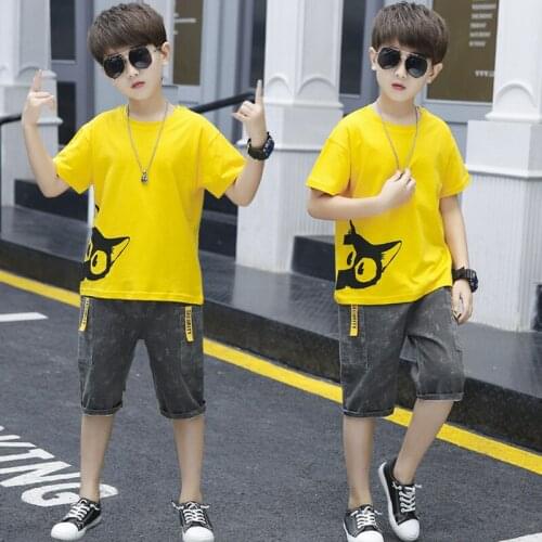 2020 Summer Boys Clothes Sport Suit Casual Children Short Sleeve Teenage Boys Clothing Set Kids Tracksuit 4 6 8 10 12 13 Years