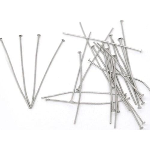 DoreenBeads 300PCs dull silver color Head Pins 0.7x50mm(21 gauge) (B01482)
