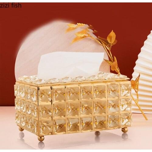 Crystal Tissue Box Nordic Rectangle Bedroom Desktop Finishing Modern Bathroom Restaurant Tissue Storage Boxes Home Accessories