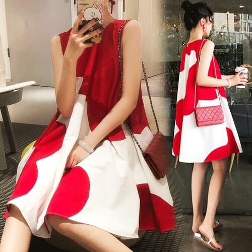 Fashion Woman Dress Sundress Summer Dress Women Casual Sleeveless Print Dress Vestido Female Plus Size Loose Women Dress SL569