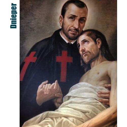 Dnieper 5D Catholicism Diamond Painting Kits Religion Cross Stitch Kits Full Drill Embroidery Mosaic Art Picture Wall Decoration