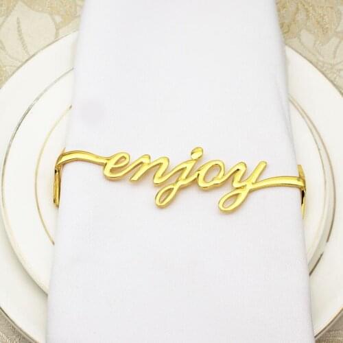 6pcs/lot New golden napkin ring long letter napkin ring metal napkin buckle wedding party desktop decoration supplies