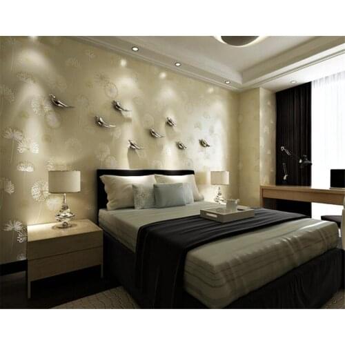 Beibehang Non - woven wallpaper cozy bedroom pastoral wallpaper modern simple living room television background wall dandelion