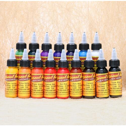 16 Colors Permanent Tattoo Ink MakeUp Paint Tattoo Pigment Body Painting Tools 1oz/Botttle Tattoo Ink