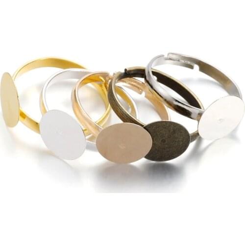 20Pcs/Lot 10mm Zinc Alloy Adjustable Plating Flat Blank Rings Base for DIY Ring Jewelry Making Findings Accessories Supplies