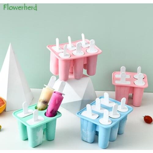 Silicone Ice Cream Mold Popsicle Molds Ice Mould Handmade Ice Box with Cover Summer Creative Homemade Ice Cream Tubs