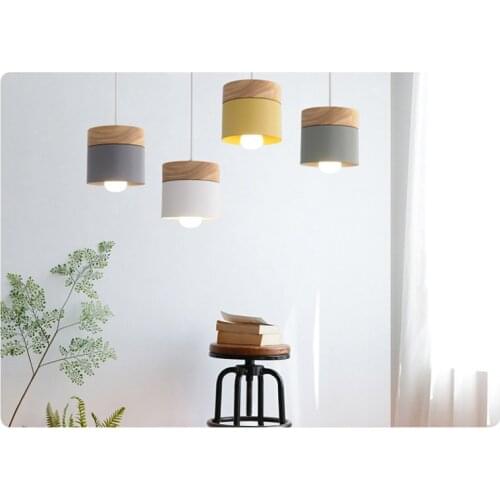 Nordic Wood Art Macaron Simple Dining Room Living Room Chandelier Post Modern Minimalist Creative Personality Lamps