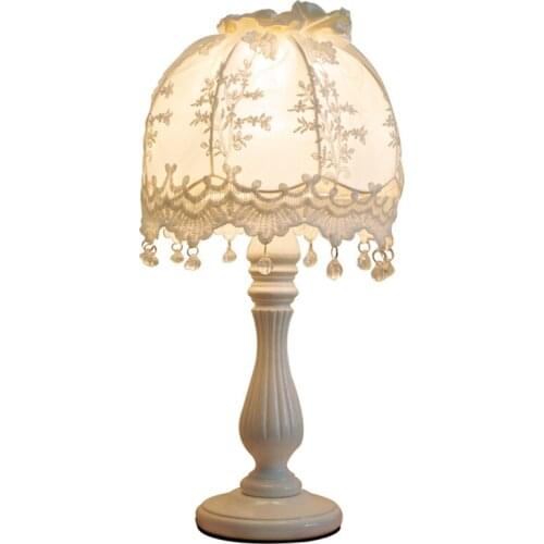 Nordic White Cloth Princess Table Lamps Childrens Bedroom Warm Light European Girl Pastoral Bedside Study Table Lights Lighting