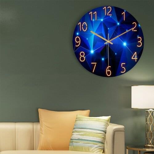 Glass Wall Clock Modern Design Landscape Light Luxury Colorful Art Reloj Pared Decorativo Clocks Living Room Bedroom Home Decor