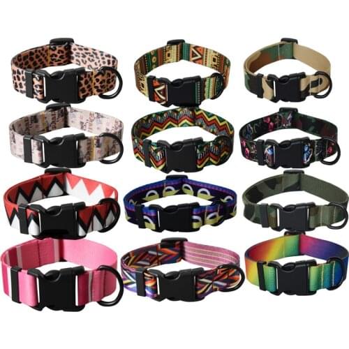 Pet Webbing Collar Ethnic Style Printing Buckle Dog Collar Suitable for Small and Medium-sized Cat and Dog Collar Pet Products
