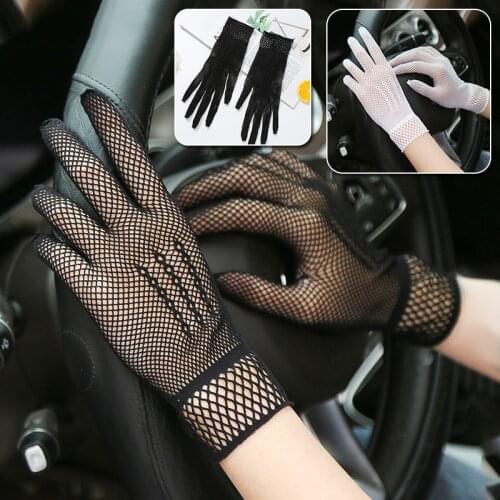 Women Summer UV-Proof Driving Gloves Mesh Fishnet Gloves Lace Hollow Out Sunscreen Ceremony Etiquette Glove