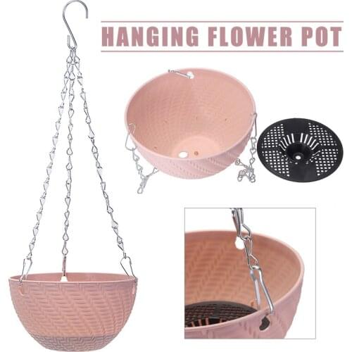 1Pcs Garden Hanging Basket Rattan Flower Plant Pot Planter Chain Outdoor Garden Plants Flowers Hanging Baskets