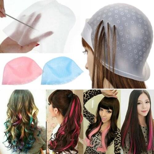 1pc Salon Dye Silicone Cap Hair Color Coloring Highlighting Reusable Caps Hat Frosting Tipping Dyeing Color Styling Tools