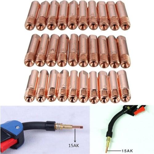 10pcs/set MB-15AK M6*25mm MIG/MAG Welding Torch Contact Tip Gas Nozzle 0.8mm 1mm 1.2mm Contact tip Contact tip