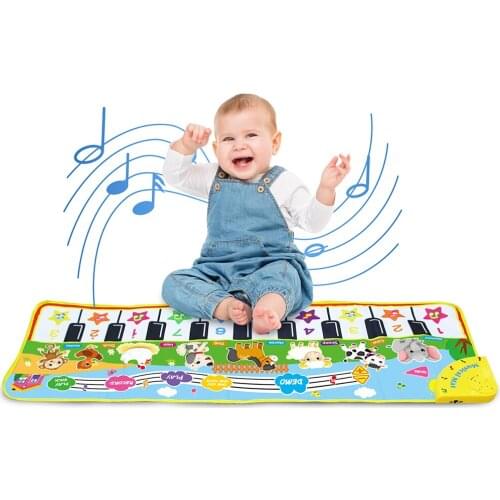 2021 New Arrival Baby Musical Mat Electronic Playing Rug with Animal Sounds 10 Keys Instrument Toy Educational Toys Kids Gifts