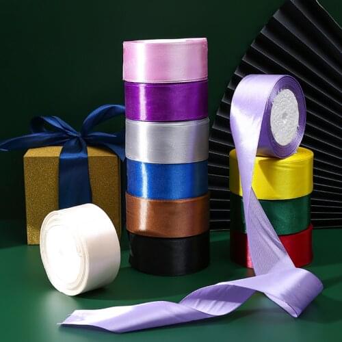 White Beige Pink Red Blue Black Green Purple Gold Gray Satin Ribbon Christmas New Year Birthday Party Gift Wrapping Decor Ribbon