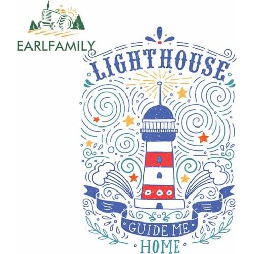 EARLFAMILY 13cm x 9.1cm for Lighthouse White Guide Me Home Car Stickers Decal Windshield Personality Refrigerator Personality