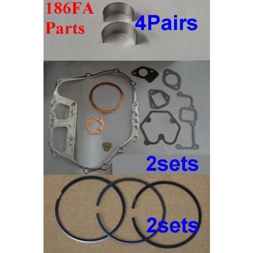 Free Shipping Diesel engine 186FA Piston ring gasket connecting rod bearing Chinese brand suit for kipor kama